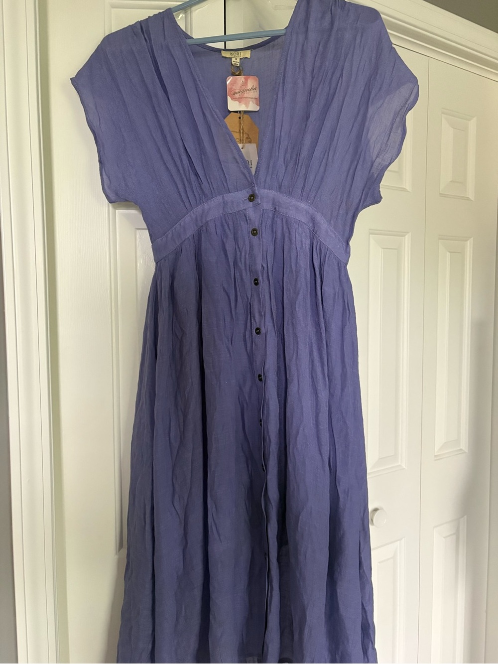 Kori Soft Lavender Button-Front V-Neck Dress